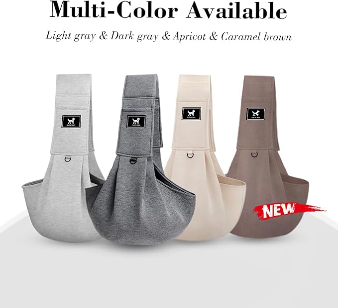 Dog & Cat Carrier Sling, Adjustable Soft Padded Shoulder Puppy Carrier, Hands-Free Dog Carrier Bag with Double Safety Buckles Premium Material for Outdoor Travel (Light Gray, L)