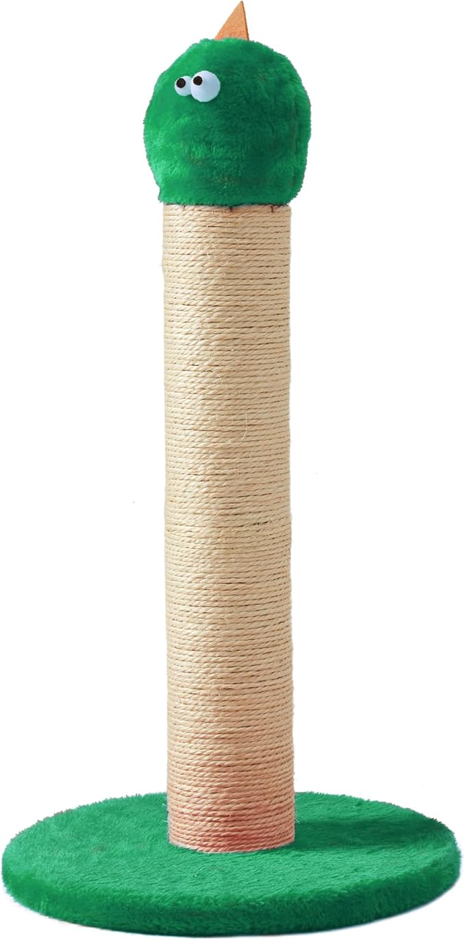 Cat Scratching Post, 22-Inch Tall Sisal Scratcher, Heavy-Duty Cat Climbing Stand for Indoor, Kittens & Large Cats, Green