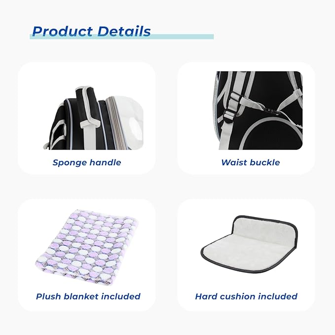 Lollimeow Cat Carrier Backpack, Bubble Expandable Backpack Carrier, Pets and Small Dogs,Airline-Approved, Designed for Travel, Hiking, Walking & Outdoor Use (Front Expandable-Black)