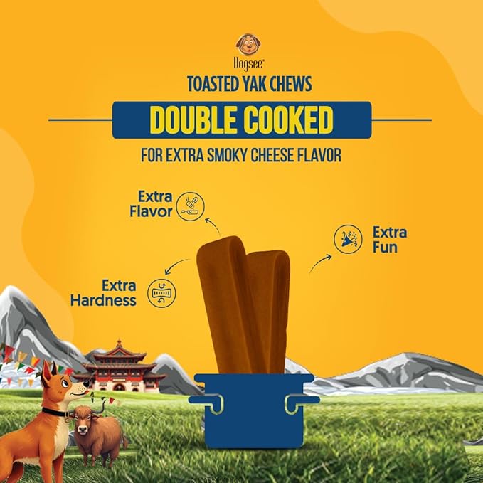 Dogsee Toasted Yak Cheese Himalayan Dog Chews (Medium - 3 Chews) | Extra Long-Lasting | Double Cooked for Extra Smoky Cheese Flavor | Rich in Protein & Calcium | Easy to Digest | for Cleaning Teeth