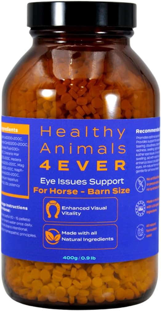 HA4E - Horse Eye Health Support - Maintains Normal Mineral Levels for Healthy Eyes - Highly Effective, Natural Homeopathic Supplement - Pellets, Barn Size (Extra Large)