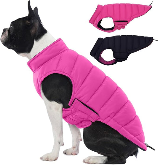 Lelepet Dog Puffer Jacket Warm Dog Coat Ultra Lightweight Windproof Padded Vest for Small Medium Large Dogs Winter Coats with Hook & Loop, Non-Shedding, Easy on/Off, Shih Tzu, Rose Red, S