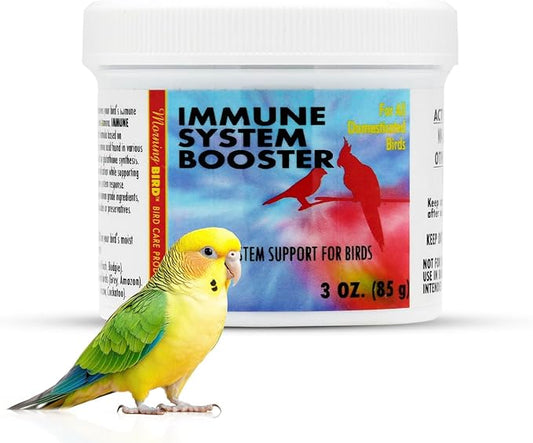 Morning Bird Immune System Booster 3 Oz - Energy Supplement for Birds – Natural Amino Acid Powder – Boosts Stamina, Cellular Health & Oxygen Use – Vitamin Powder for All Bird Species