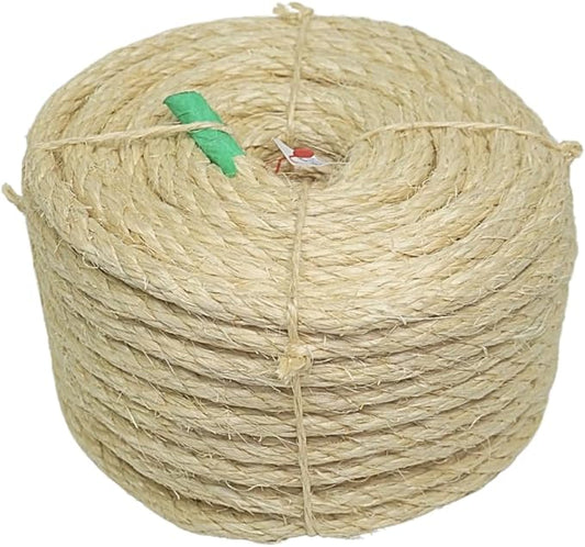 Premium Brazilian Sisal Rope, Natural Fiber 100% Sisal, Ultra Durable, Chemical-Free, Ideal for DIY, Cats, Scratching Post Replacement, Home Decor, Garden, Crafting (1/2” 100 ft / 12mm 30m)
