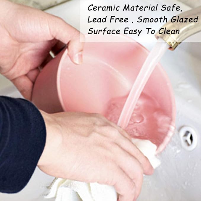 Petygooing Pink Ceramic Dog Cat Bowl Set with Stand, Pet Food and Water Dish,Medium Dog Bowls Anti Slip Set of 2 Cat Bowls Pet Food Bowl- Pet Dishes Small Medium Size Pet (28 OZ /3.6 Cups)