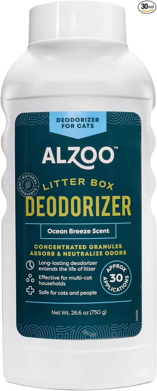 Cat Litter Deodorizer, Concentrated Granules Absorb & Help Neutralize Odors, Mineral-Based Active Ingredients, Up To 30 Uses, Ocean Breeze Scent, 26.6 Oz.