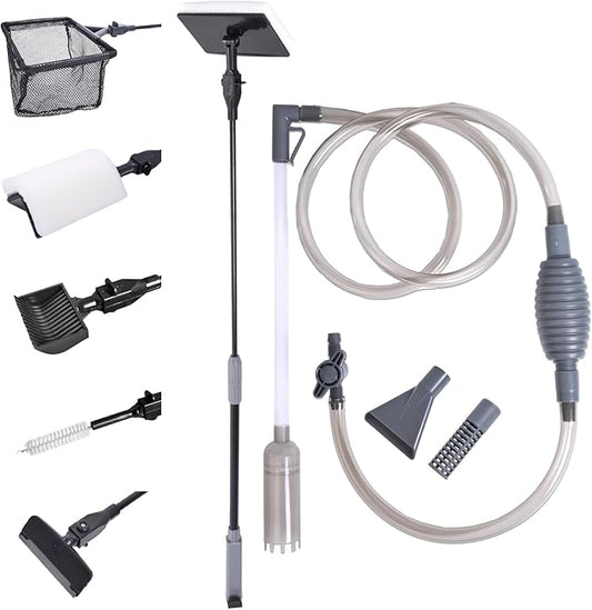 Aquarium Cleaning Kit - Fish Tank Gravel Vacuum Cleaner & Algae Scraper for Glass Tanks, Easy Water Change & Algae Removal for Freshwater & Saltwater Tanks, Maintain Clear & Healthy Water
