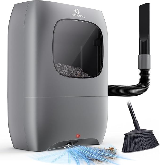AIRTHEREAL T1 Touchless Vacuum Automatic Dustpan with 2 Operation Modes - Ultra Fast & Powerful Corded Canister Vacuum for Sweeping Salon, Pet Hair, Food, Dirt, Kitchen, 20Kpa 1500 Watt Max Suction
