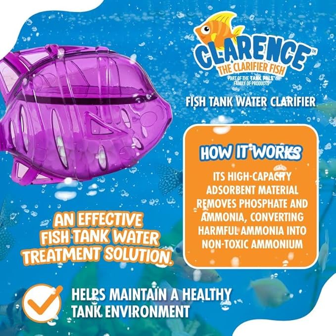 Aquarium Water Clarifier | Clear Cloudy Fish Tank Water Treatment, Safe for Freshwater & Saltwater Fish and Plants - Purple, 6 Pack