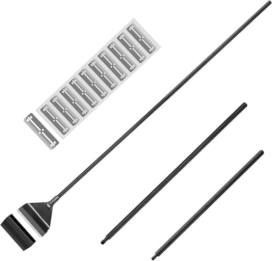 25.6inch Algae Scraper for Glass Aquariums Fish Tank Cleaner Tool with 10 Blades Aluminum Alloy Long Handle Tool-Less Installation