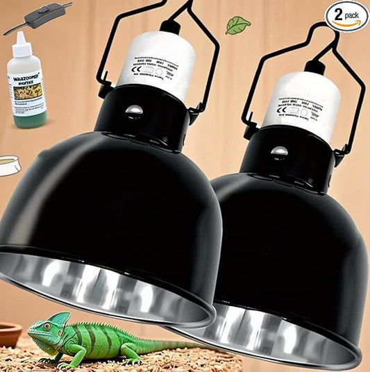 Reptile Light Fixture 2 Packs 5.5'' – Dual Use Dome Lamp with Ceramic Socket for Heat Emitter & Basking Bulbs – Ideal for Bearded Dragon, Snake, Chameleon,Snake Turtle Terrariums