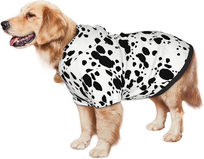 Cute Dalmatian Print Dog Hoodies，Dog Clothes with Pocket and Hat Winter Clothes Sweaters for Medium Large Dogs Girl Boy Pets' Clothes Outfits