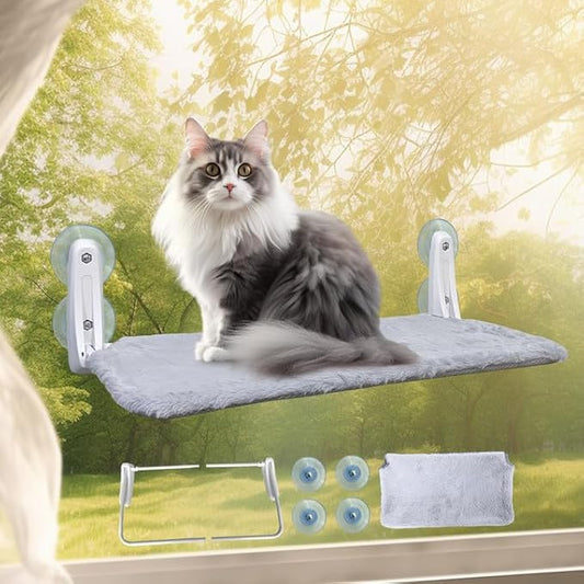 L&W BROS. Cat Window Perch Indoor Foldable Pat Hammock with 4 Updated Suction Cups Easy to Assemble Window Bed for Large (L 1Pc)