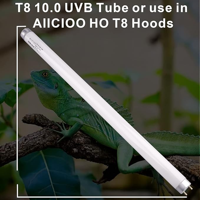 Aiicioo T8 UVB Reptile Light - 10.0 15W Reptile Fluorescent Light Bearded Dragon Desert UVB Bulb 18 inch 15 watt for Chameleon Tortoise Reptile and Amphibian