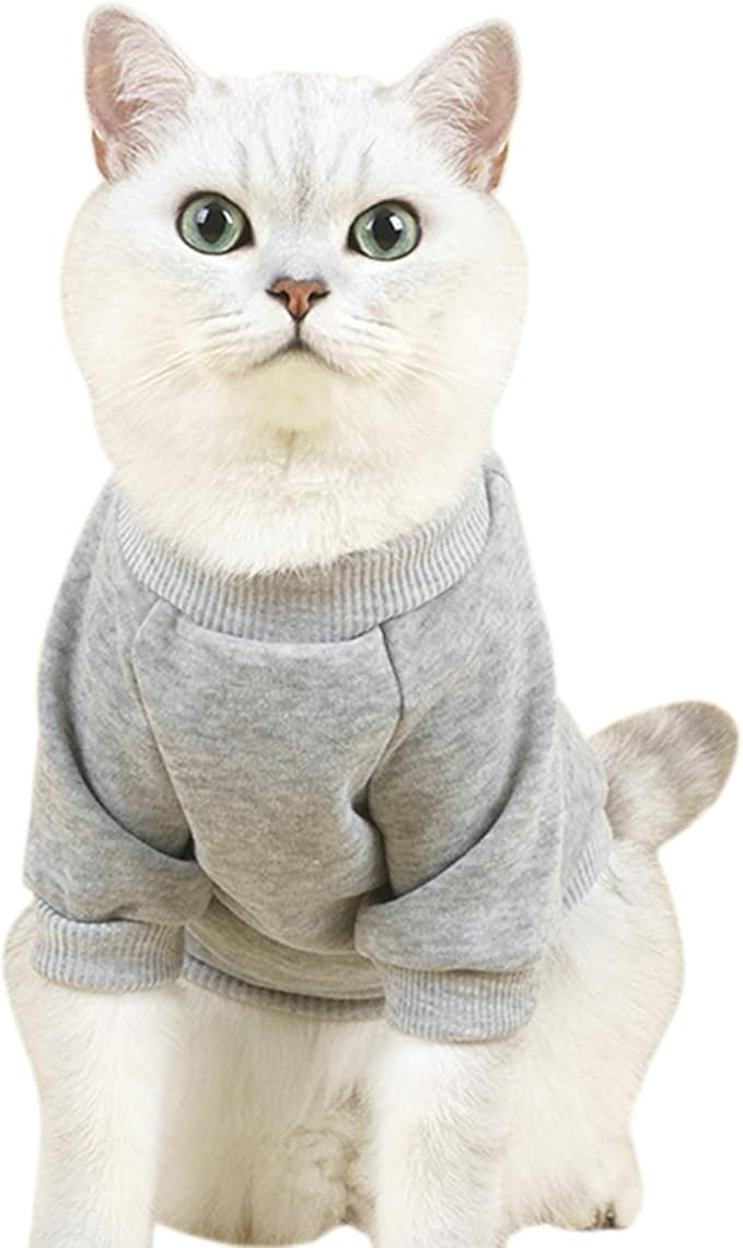 Puppy Sweater for Small Dogs Clothes Warm Winter Cat Clothe Pet Sweatshirt Knitwear Doggie Kitten Clothing, Grey, XX-Small