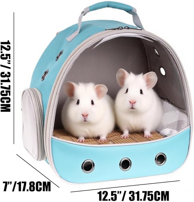 Small Animal Travel Carrier Backpack to Carry and Transport Guinea Pig Birds Bearded Dragon, Clear Front Window, Portable Bag to Transport Hamster Hedgehog