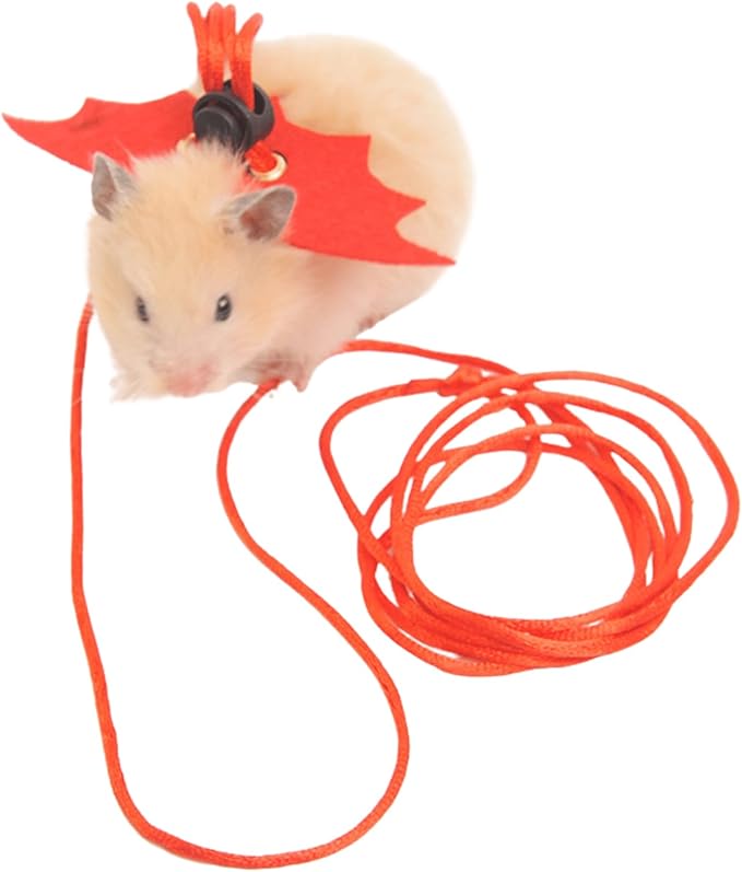 Small Animal Harness and Leash Set for Hamsters, Lizards, and Bearded Dragons - Secure, Adjustable, and Comfortable Walking Accessory (Red)