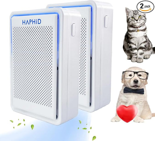 Cat Litter Deodorizer Plug In Ionizer Air Purifier, Litter Deodorizer 3 in 1 with Ionizer, HEPA Filter & Activated Carbon Block, Pet Odor Eliminator for home to Clean: Various Odors (2-Pack）