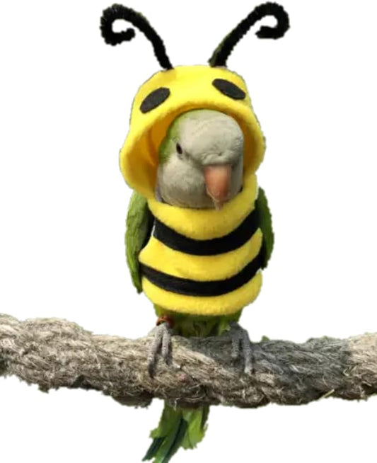 Bird Costume Diaper Flight Suit Bee Shape Clothes Cosplay Photo Prop for Parrots Lovebird Budgie Parakeet Cockatiel Sun Conure, Small Animals Apparel (Bee Without Diaper, Medium), Green (BPF1)