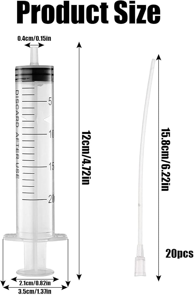 Baby Bird Feeding Syringe Set, Pet Parrot Milk Feeding Syringe with Tubes, Parrot Feeding Tubes Measuring Tools for Feeding Pets Scientific Industrial Labs (20ml)