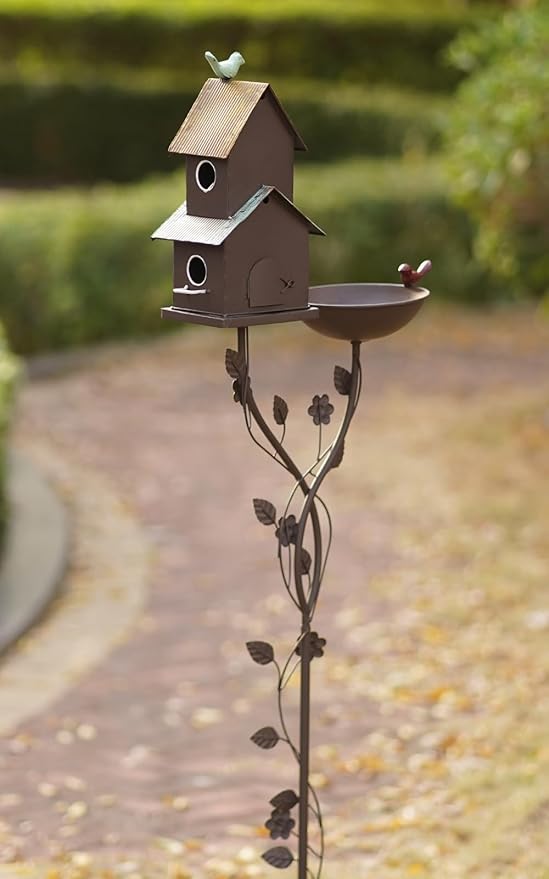 60.6" H Bird Baths for Outdoors,Metal Bird Bath Bowl,Birdhouses for Outdoors with Pole,Birdhouses for Outdoors,Garden Yard Decor