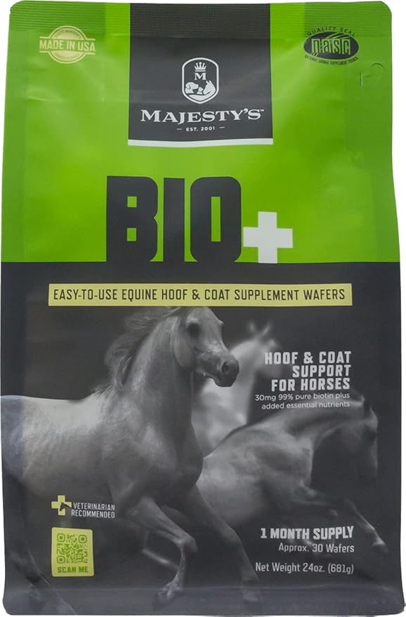 Majesty's BIO+ Biotin Wafers - Superior Horse / Equine Hoof and Coat Support Supplement - Copper, Zinc, Lysine, Methionine (60 count)