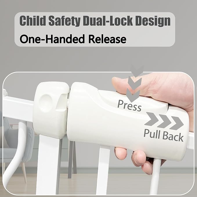 Extra Wide Baby Gate Tension Indoor Safety Gates White Metal Large Pressure Mounted Pet Walk Through Long Dog for The House Doorways Stairs (66.9 inches-71.6 inches, White) (Th-0001)