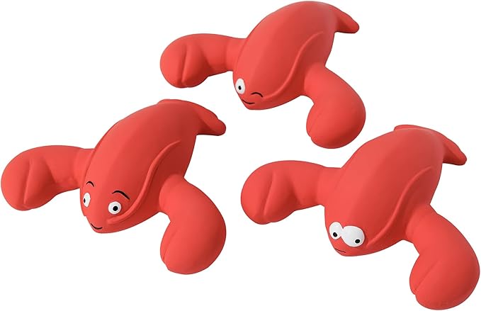 3 Pack Squeaky Dog Toys, Soft Latex Rubber Squeaky Ball for Small Dogs Puppies, Cute Bounce Squeak Lobster Pet Dog Toy