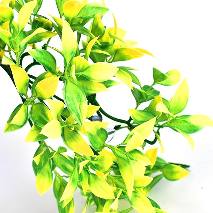 KATUMO Reptile Plants, 3 PCS Amphibian Hanging Plants with Suction Cup for Lizards, Geckos, Bearded Dragons, Snake, Hermit Crab Tank Pets Habitat Decorations