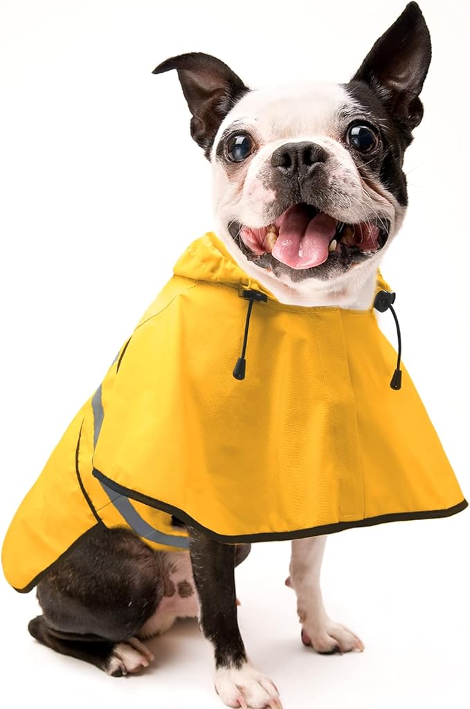 Candofly Dog Raincoat Hooded Poncho - Adjustable Waterproof Dog Rain Jacket Lightweight Reflective Dog Rain Coat Pet Slicker for Large Dogs (X-Large, Yellow)