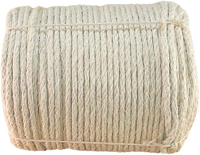 Premium Brazilian Sisal Rope, Natural Fiber 100% Sisal, Ultra Durable, Chemical-Free, Ideal for DIY, Cats, Scratching Post Replacement, Home Decor, Garden, Crafting (5/16” 600 ft / 8mm 180m)