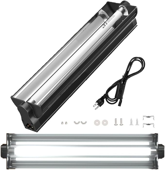 T5 UVB Reptile Light Fixture Combo Kit - 12 Inch 8W Terrarium Hood 10.0 UVA UVB Bulb with High-Efficiency Reflector for Desert Reptiles & Amphibians (Bearded Dragons, Turtles, Tortoises)