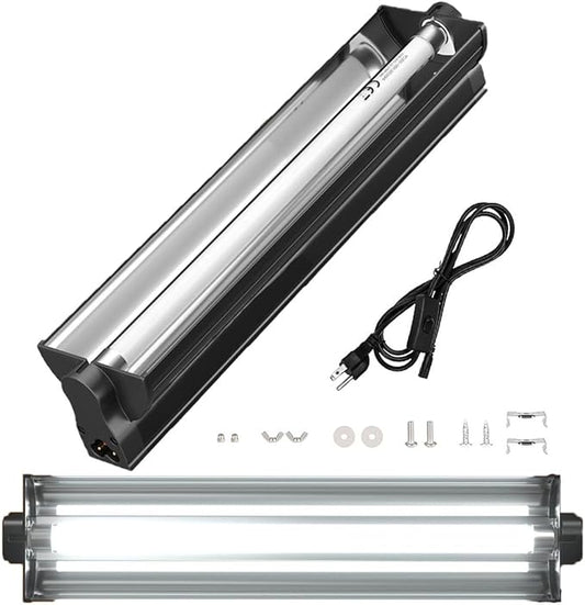 T5 UVB Reptile Light Fixture Combo Kit - 12 Inch 8W Terrarium Hood 10.0 UVA UVB Bulb with High-Efficiency Reflector for Desert Reptiles & Amphibians (Bearded Dragons, Turtles, Tortoises)