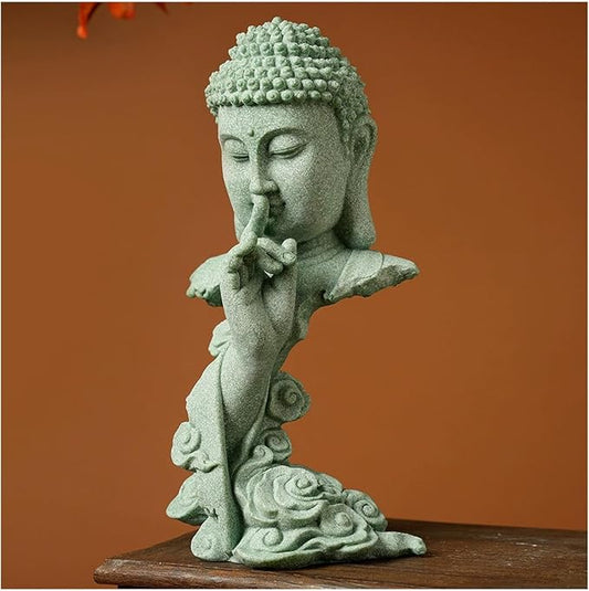livelyfish Meditating Buddha Statue Zen Garden Statues Sandstone Thinker Buddha Sculpture Figurine for Fish Tank Aquarium Home Decorations, Gift (A)