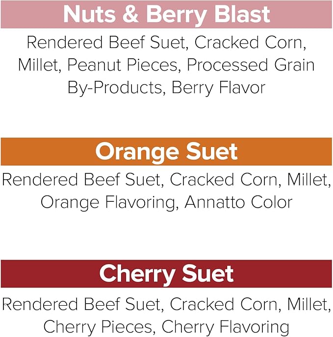 Blue Seal Berry Blend Suet Cakes for Wild Birds - No Mess Suet Feed, Food for Woodpeckers, Cardinals, Siskins, Sparrows & More - 11oz Suet Feeder, Bird Seed Cakes (Variety Pack of 6)