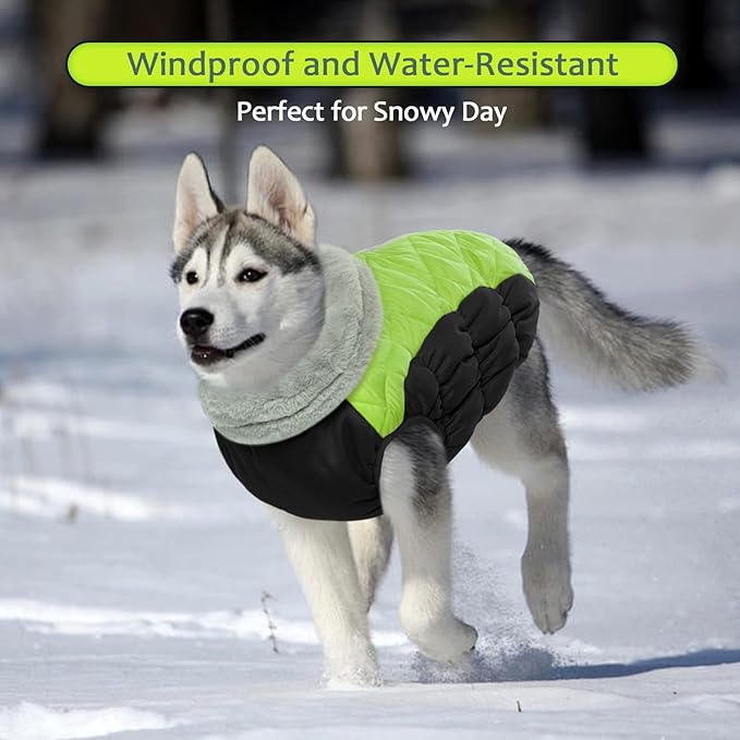 Lelepet Dog Coat Warm Dog Winter Coat Waterproof Dogs Jacket with Harness Built in Reflective Pet Fleece Vest Zip-Up Cold Weather Coats for Small Dogs Turtleneck & Windproof Coats Chihuahua Lime XS