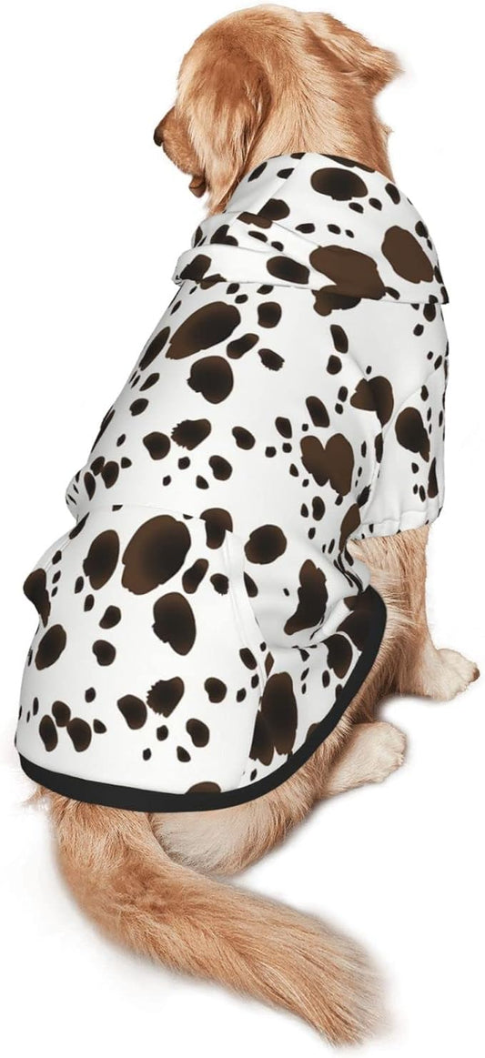 Cute Dalmatian Print Dog Hoodies，Dog Clothes with Pocket and Hat Winter Clothes Sweaters for Medium Large Dogs Girl Boy Pets' Clothes Outfits
