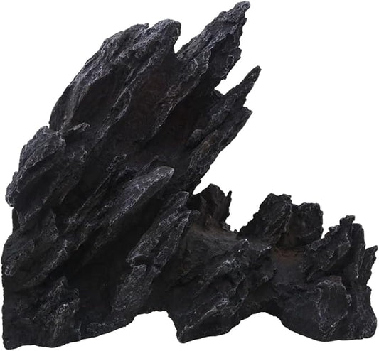 AnRui Aquarium Mountain Artificial Jagged View Stone Decorations Resin Betta Cichlids Hideaway Rock Aquascaping Hiding Cave Hermit Crab Hideout Ornaments (Large)