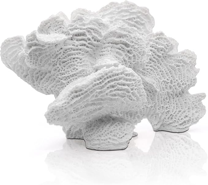 White Coral Statue - Faux Coral Decor Resin Sea Reef Sculpture Tabletop Decoration for Home and Coastal Living
