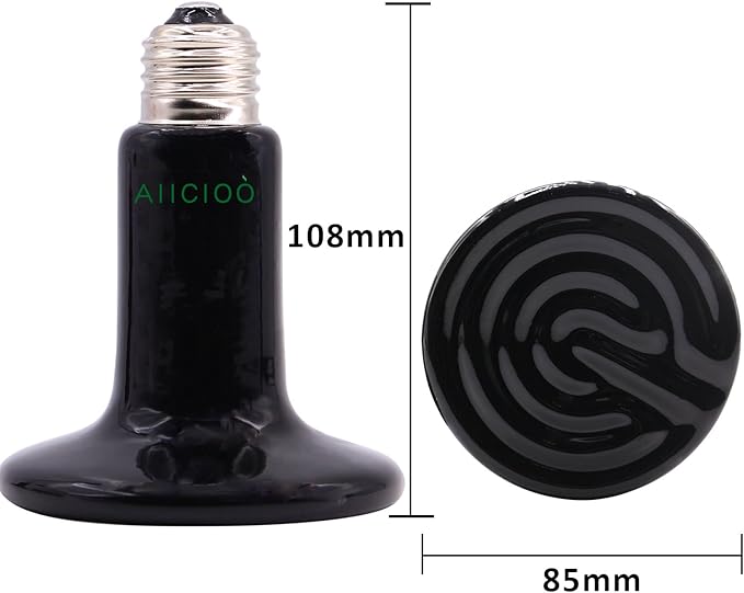 Aiicioo Reptile Heat Lamp Bulb -100W Ceramic Heat Emitter No Harm No Light Heat Bulb for Reptile Emitting Heat Lamp Bulb for Chicken Coop Lizard Aquarium Snake Outside Dogs Brooder 110V 2 Pack,Black