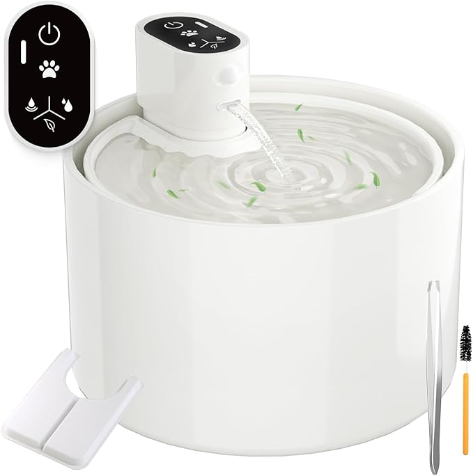 Ceramic Cat Water Fountain,Cat Water Fountain Cordless Automatic with Ultra-Quiet Pump for Cats, Dogs, Multiple Pets