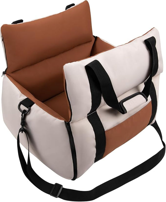Dog Car Seats for Small Dogs, Waterproof Dog Booster Carseat with Storage Pockets, Thickened High Resilience Cotto & Clip-On Safety Leash, Pet Back Seat Puppy Travel Carrier Bed
