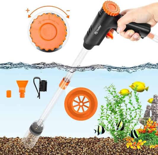 Manual Aquarium Gravel Cleaner, 132GPH Fish Tank Siphon Vacuum Cleaner with Adjustable Water Flow for Remove Dirt, Water Change & Wash Sand Aquarium Cleaning Tools