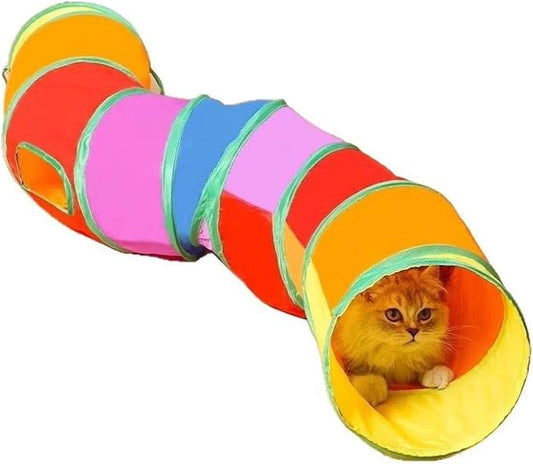 Cat Tunnel for Indoor Cats, Collapsible Cat Play Tunnel,Interactive Toy Maze Cat House with 1 Playball for Cats, Puppy, Kitty, Kitten,