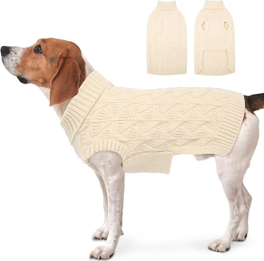 MIGOHI XXL Dog Sweater, Dog Turtleneck Sweater | Cute Dogs Fall Winter Cloth, Premium Sleeveless Pullover, Skin-Friendly Dogs Knitwear, XXL, Beige