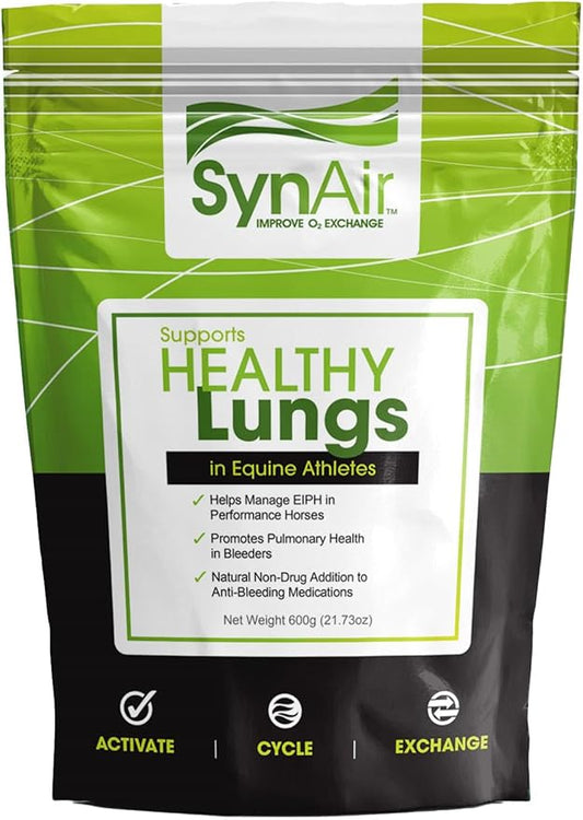 SynAir – Natural EIPH Management & Lung Support for Horses – Drug-Free Formula to Promote Airway Health & Recovery – Made in USA