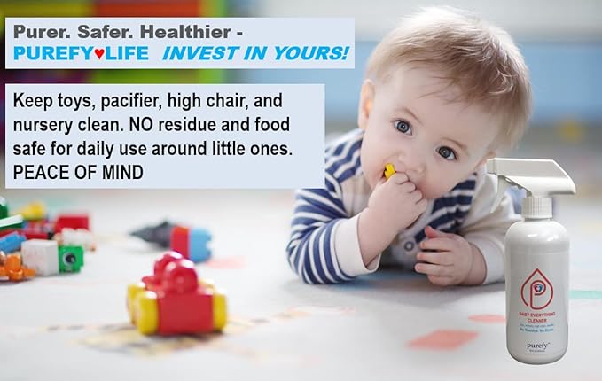 Baby Everything Cleaner (16oz + Concentrate Makes 80oz) Hypoallergenic. Hypochlorous Technology. No Residue. Unscented. No Rinse. Baby Safe cleaner for Toys, Pacifier, High Chair, and Nursery. Fine Spray for Everywhere Everything.