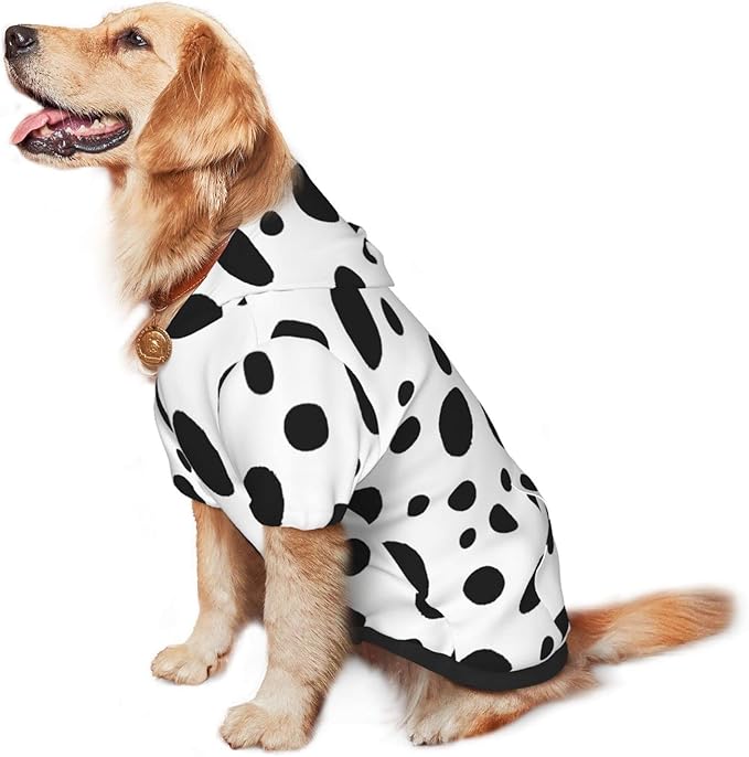 Cute Dalmatian Print Dog Hoodies，Dog Clothes with Pocket and Hat Winter Clothes Sweaters for Medium Large Dogs Girl Boy Pets' Clothes Outfits