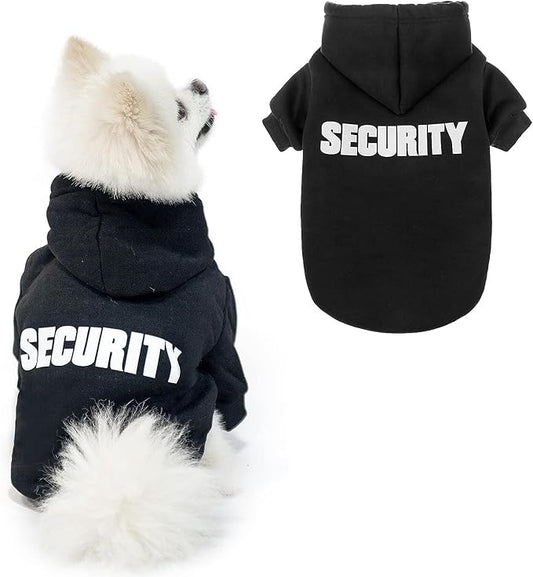 SCENEREAL Security Dog Hoodie Sweaters for Small Medium Large Dogs, Brushed Fleece Dog Clothes with Hat,Soft Cotton Winter Spring Coat All Weather Clothes, Classic Halloween Costume with Leash Hole