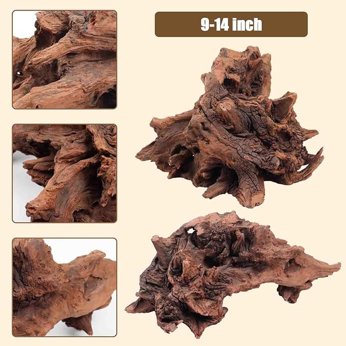 Natural Driftwood for Aquarium, 9-14" Large Assorted Branch Pieces Decorations for Reptile Hide, Fish Tank
